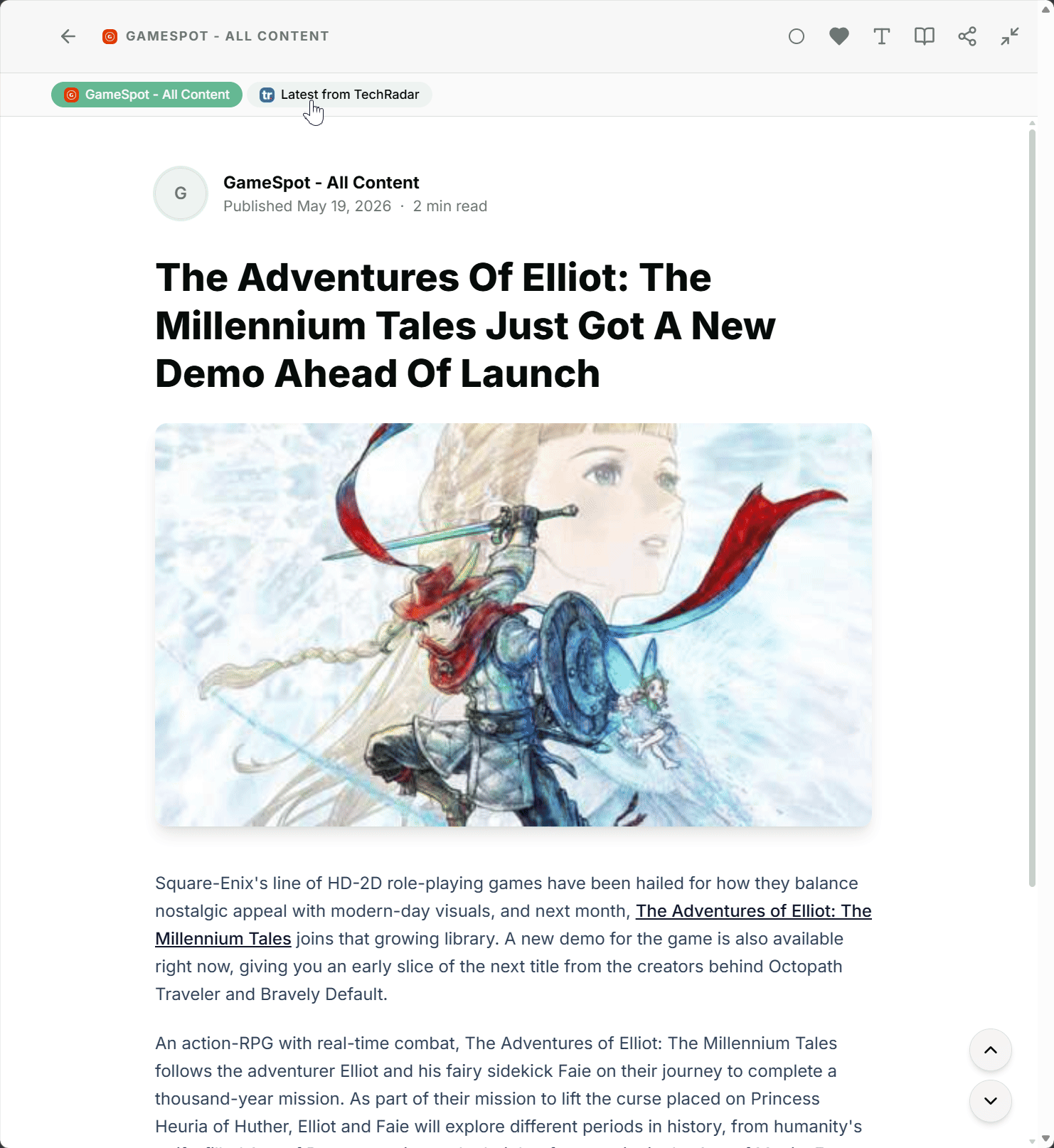Source switcher in the article detail